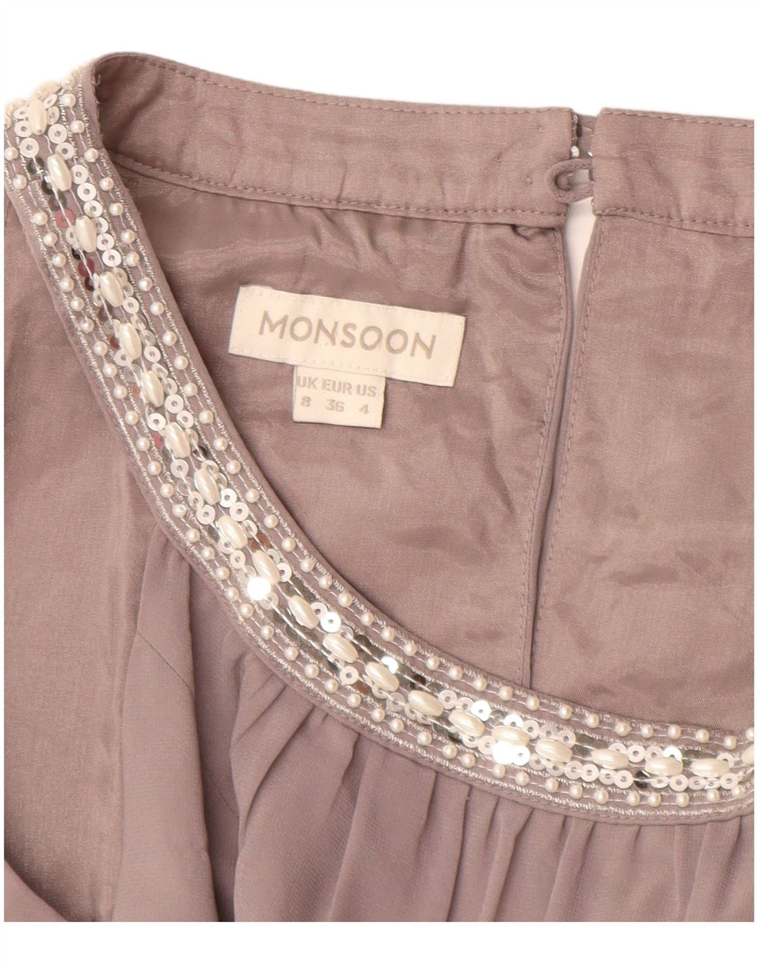 Monsoon Ärmelloses Damen-Maxikleid, Größe S, Grau, Polyester