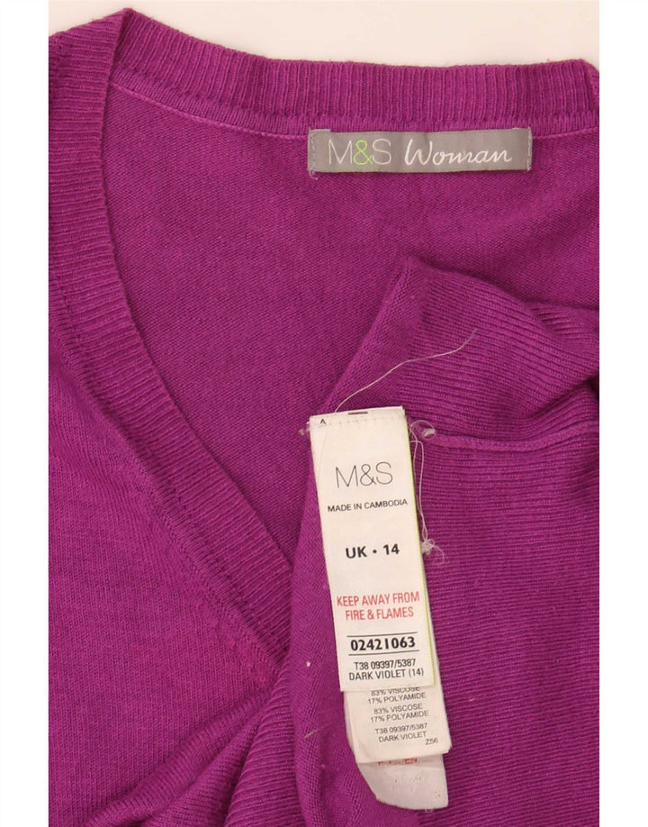 Marks & Spencer Damen-Pullover mit V-Ausschnitt, Gr. 14, mittlere kastanienbraune Viskose