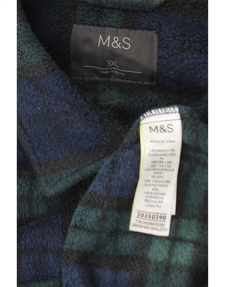 Marks & Spencer Herren-Overshirt aus Fleece, 3XL, grün kariert, Polyester
