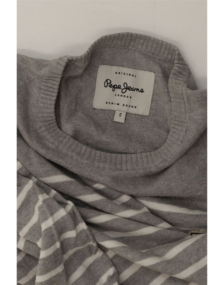 PEPE Jeans Herren-Pullover mit Rundhalsausschnitt, klein, grau gestreift