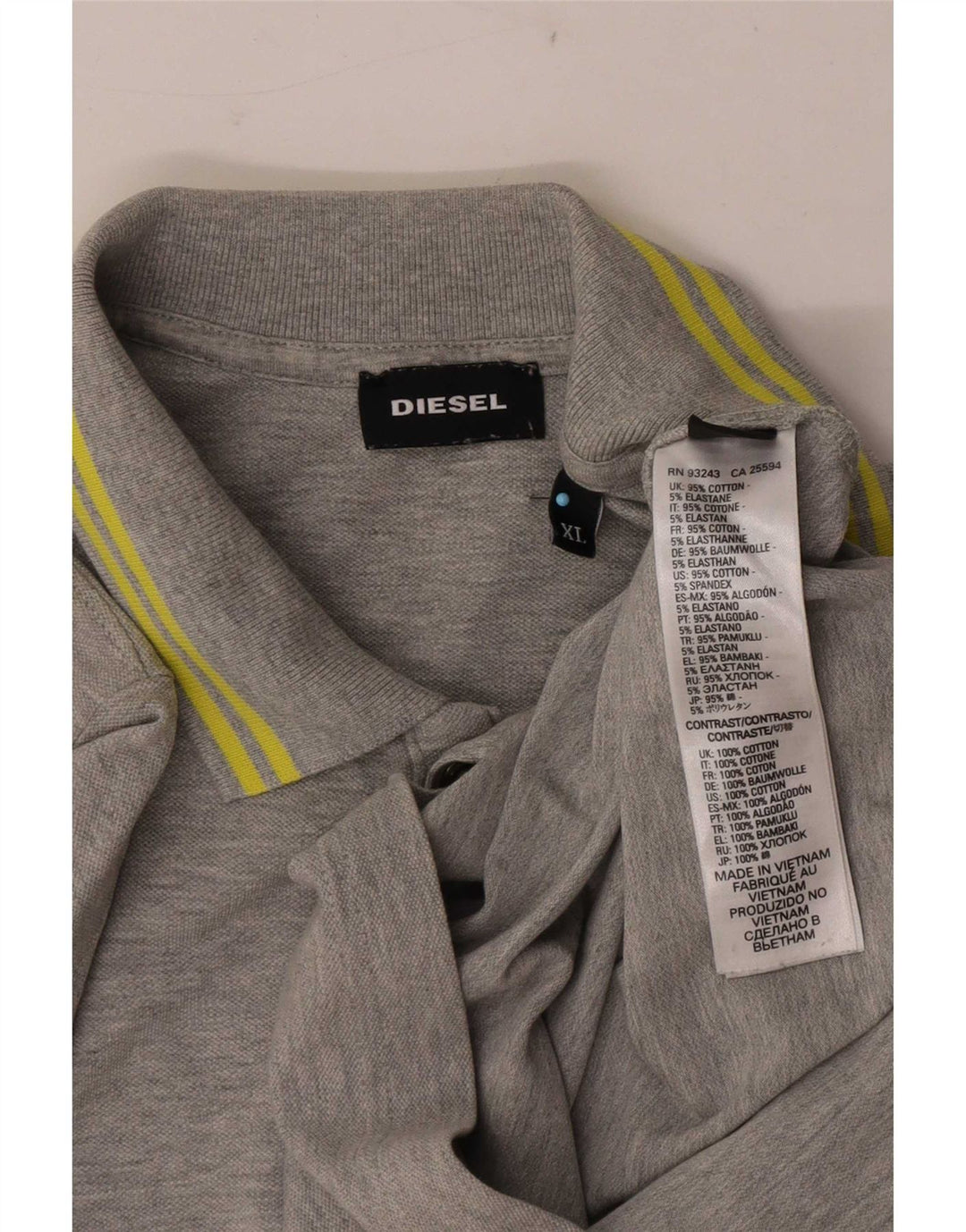 Diesel Herren Poloshirt XL grau gestreift aus Baumwolle