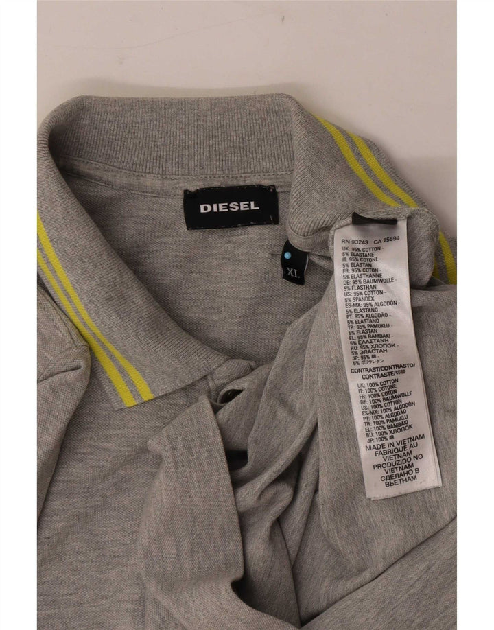 Diesel Herren Poloshirt XL grau gestreift aus Baumwolle