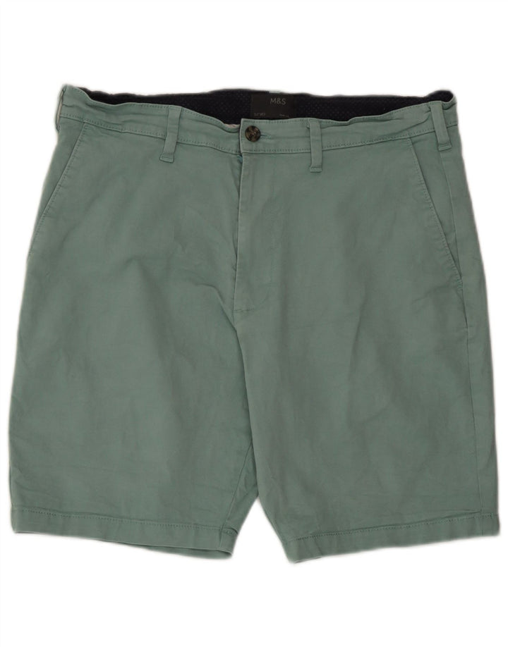 Marks & Spencer Herren-Chinoshorts W34 Large aus grüner Baumwolle