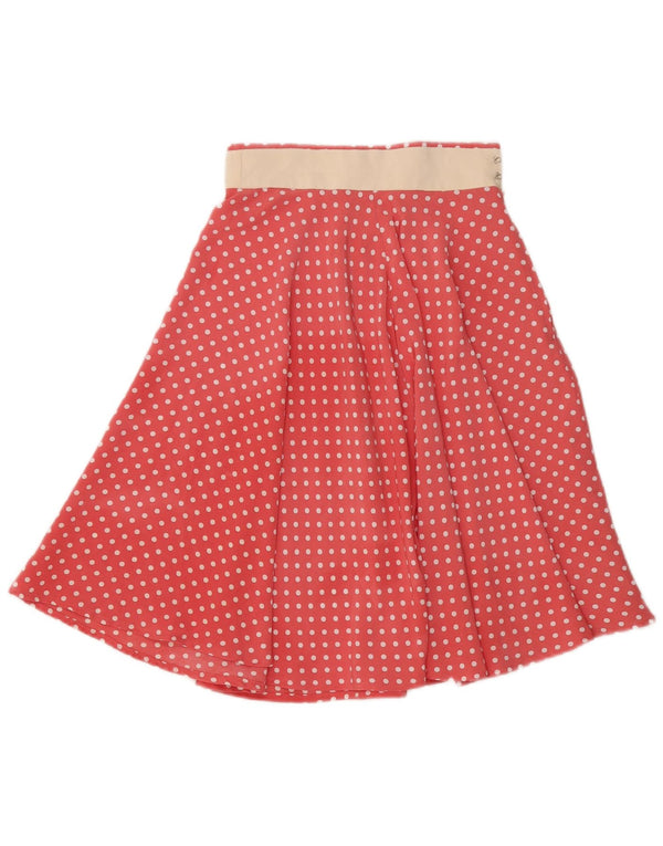 Vintage Damen A-Linie Rock W25 XS Rosa Polka Dot