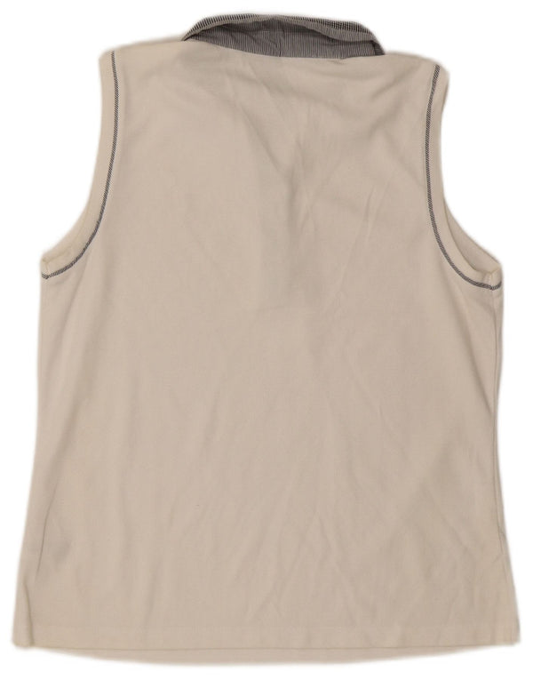 IZOD Damen ärmelloses Poloshirt UK 14 Große weiße Baumwolle