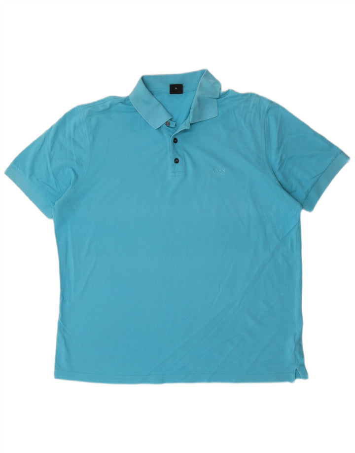 Hugo Boss Herren Poloshirt XL Blaue Baumwolle