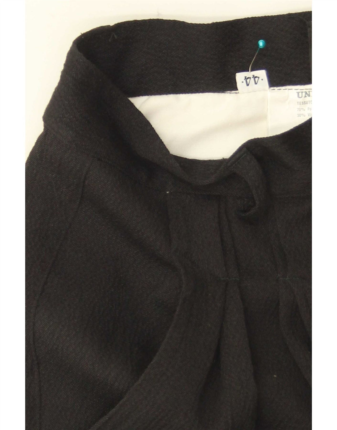 Vintage Damen-Anzugshose mit Pegged-Anzug, Größe 44, mittelgroß, W26, L35, schwarzes Polyester