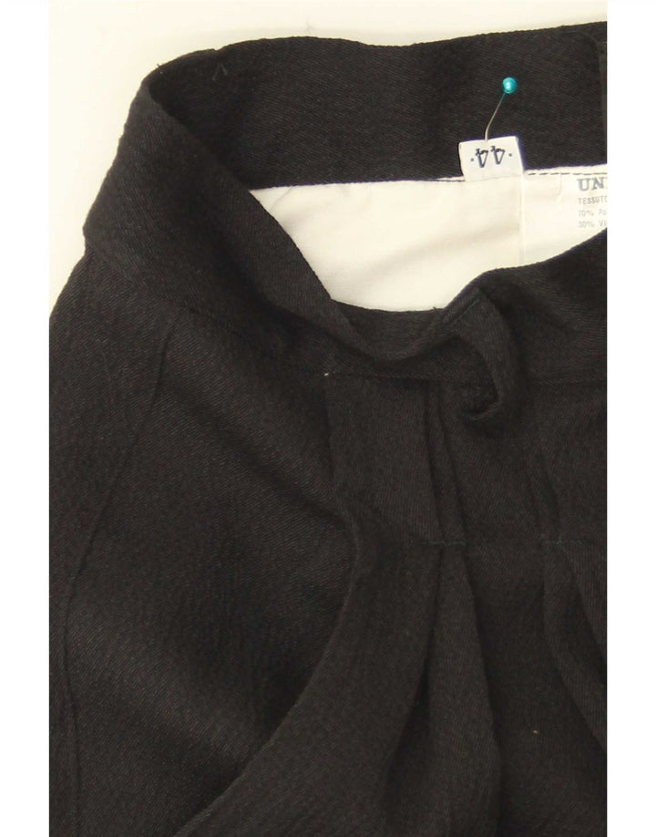 Vintage Damen-Anzugshose mit Pegged-Anzug, Größe 44, mittelgroß, W26, L35, schwarzes Polyester