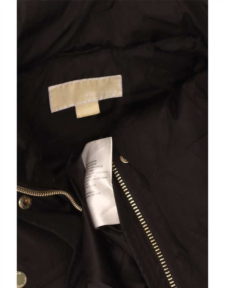 Michael Kors Wattierter Damenmantel mit Kapuze, UK 14, Mittelschwarz, Polyester