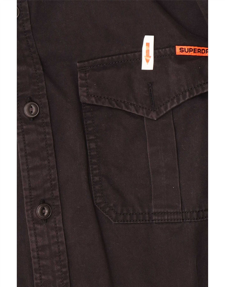 Superdry Herren-Hemd, groß, aus schwarzer Baumwolle
