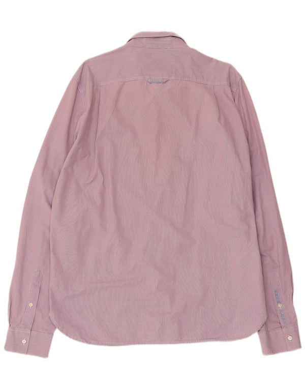 Superdry Herren-Hemd 2XL aus rosa Nadelstreifen-Baumwolle