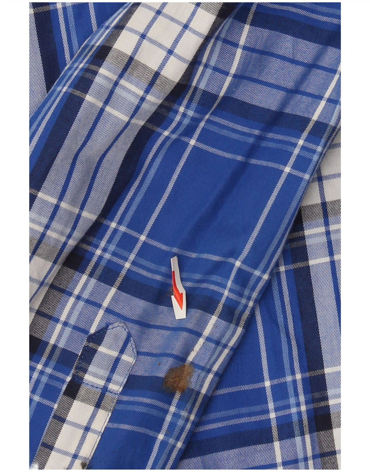 Chaps Herren-Flanellhemd XL, blau kariert, Baumwolle