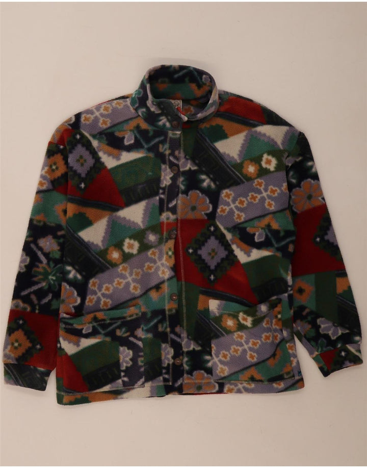 Vintage Damen Fleecejacke UK 14 Medium Mehrfarbig Geometrisch