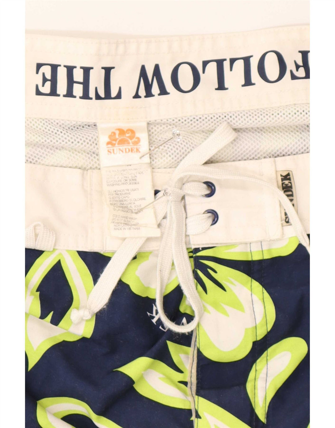 Sundek Herren-Badeshorts mit Grafik, mittelgroß, Marineblau, Blumenmuster, Polyester