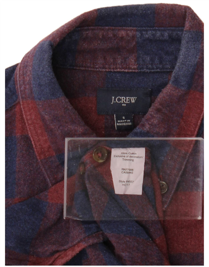 J. CREW Herren-Flanellhemd, klein, Burgunderrot, kariert, Baumwolle