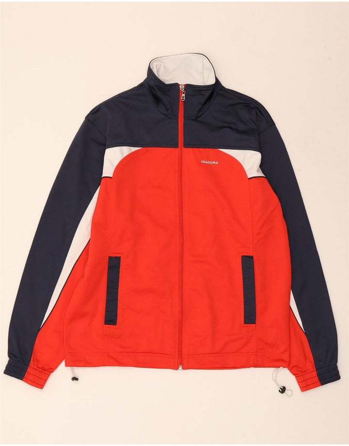 DIADORA Herren-Trainingsanzug-Oberteil, Mittelrotes Farbblock-Polyester