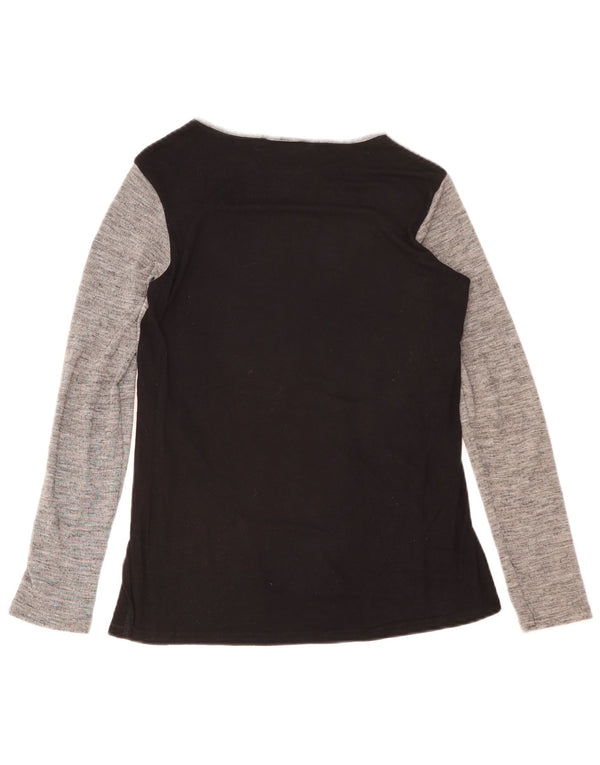 Zara Womens Graphic Top Langarm UK 10 Small Graues Colourblock-Polyester