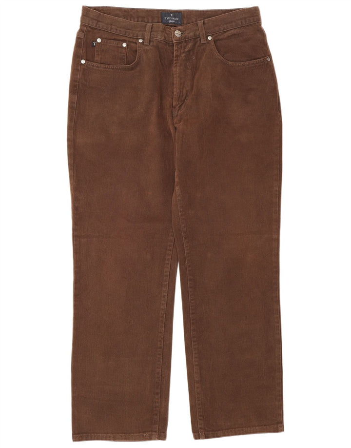 Trussardi Herren Straight Jeans W34 L30 Braune Baumwolle