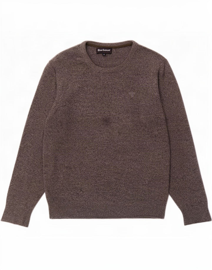 Barbour Herren-Pullover mit Rundhalsausschnitt, mittelgrau gesprenkelte Wolle