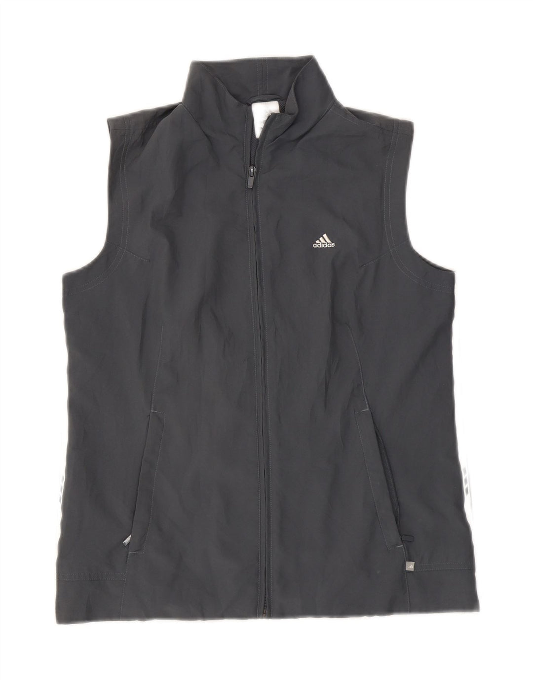 Adidas Ärmellose Trainingsjacke für Damen, UK 12, mittelgraues Polyester
