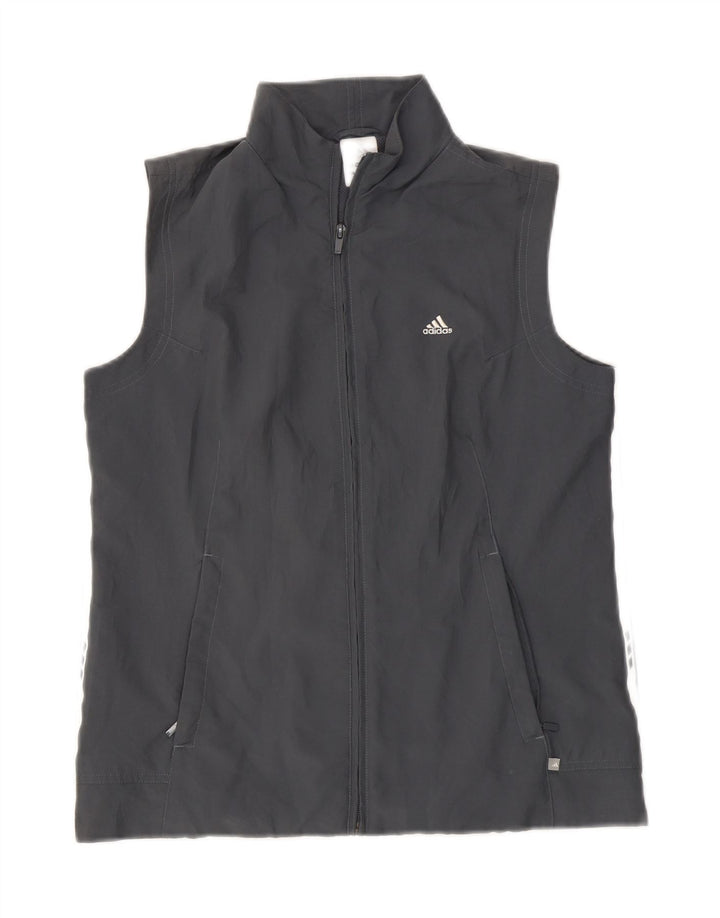 Adidas Ärmellose Trainingsjacke für Damen, UK 12, mittelgraues Polyester