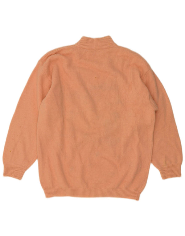 Vintage Damen Rollkragenpullover mit grafischem Rollkragen, Gr. 16, groß, rosa geblümt