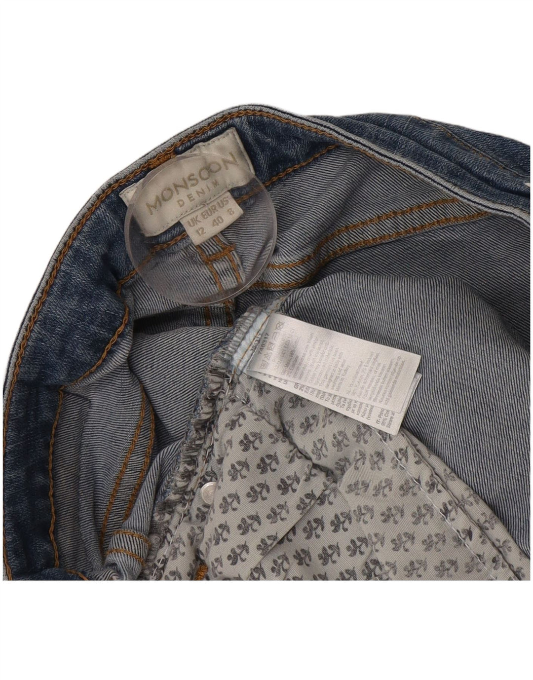 Monsoon Damen Schlagjeans UK 12 Medium W30 L31 Blaue Baumwolle
