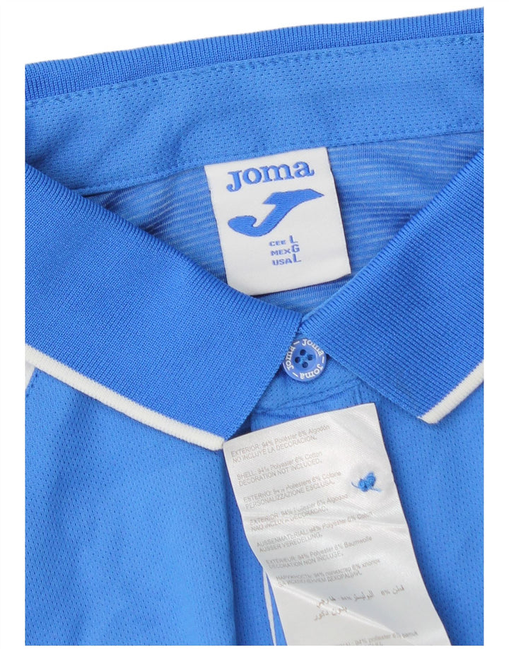 Joma Herren-Poloshirt, groß, blaues Colourblock-Polyester