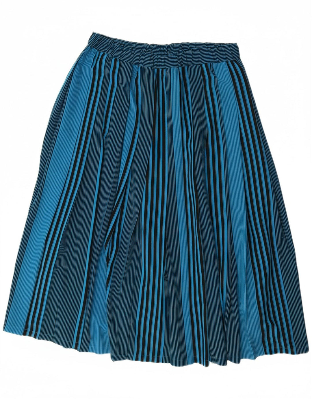 VINTAGE Damen Faltenrock IT 44 Medium W32 Blau gestreift Polyester