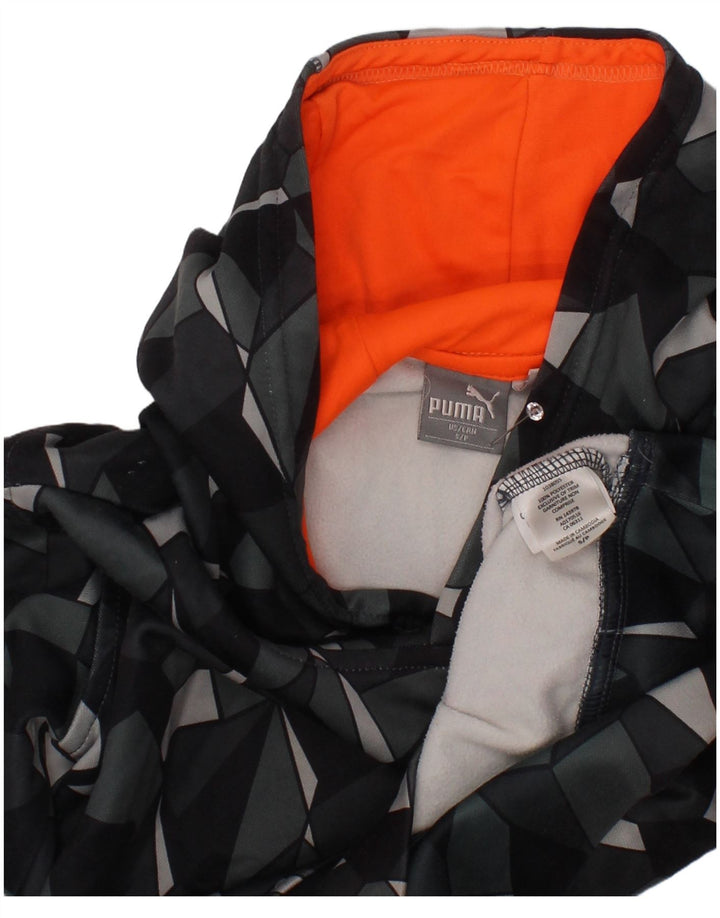 PUMA Kapuzenpullover für Jungen, 7–8 Jahre, Größe S, grau, geometrisch, Polyester