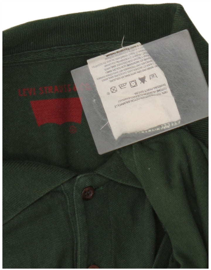 LEVI'S Herren-Langarm-Poloshirt, groß, grüne Baumwolle