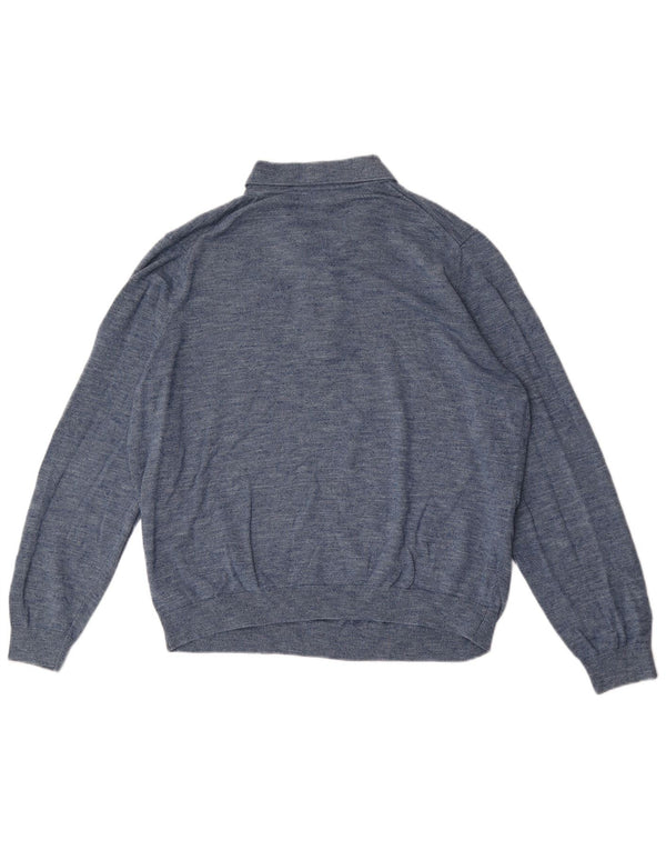 Marks & Spencer Herren-Pullover mit Rollkragen, XL, blau gefleckte Baumwolle