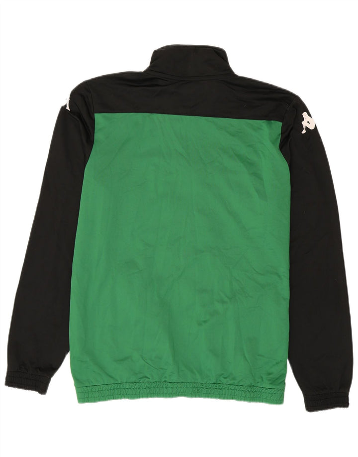 Kappa Herren-Trainingsanzugoberteil mit Grafik, groß, grünes Farbblock-Polyester