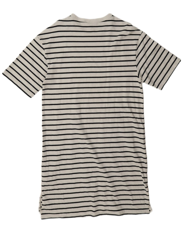 Gap Damen T-Shirt-Kleid UK 14 Mittelweiß gestreifte Baumwolle