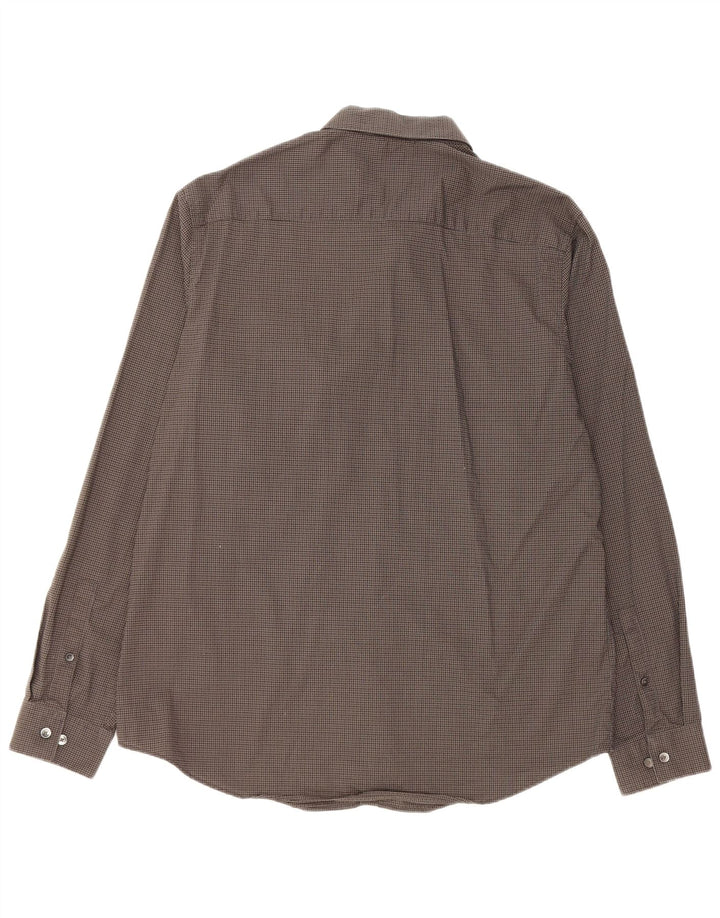 Calvin Klein Herrenhemd, große graue Gingham-Baumwolle