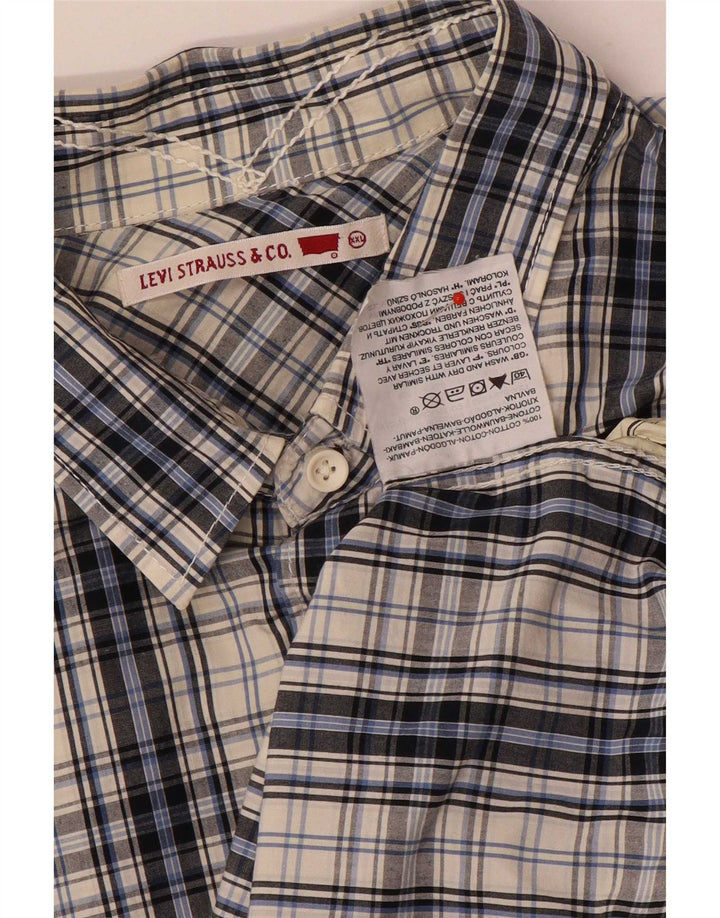 Levi's Herren-Kurzarmhemd 2XL aus blau karierter Baumwolle