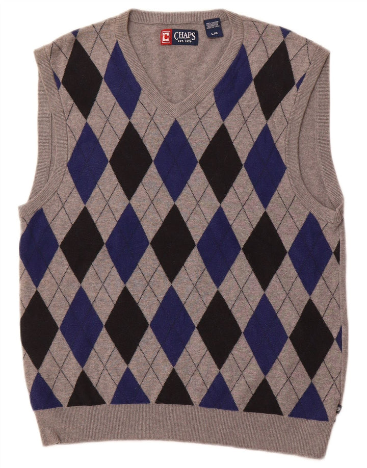CHAPS Herren-Tanktop, groß, graue Argyle-/Diamant-Baumwolle