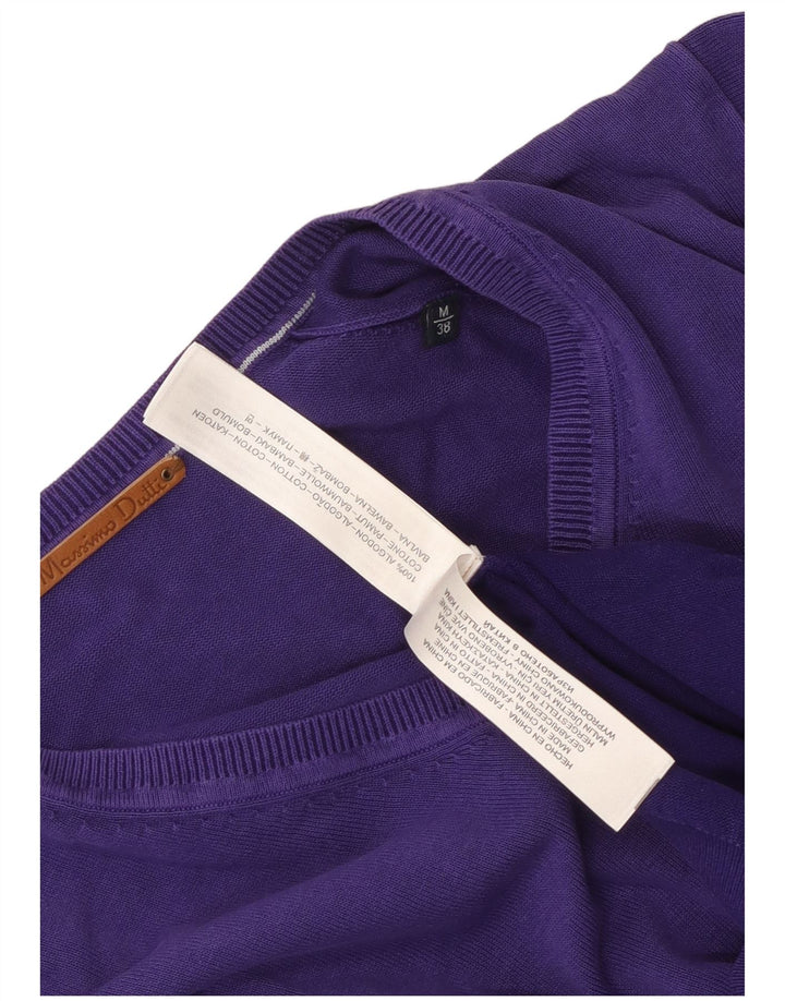 Massimo Dutti Herren-Pullover mit V-Ausschnitt aus mittelvioletter Baumwolle