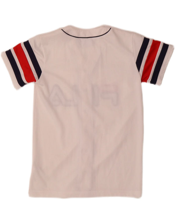 Fila Herren Grafik-Jersey-Oberteil 2XS, weißes Farbblock-Polyester
