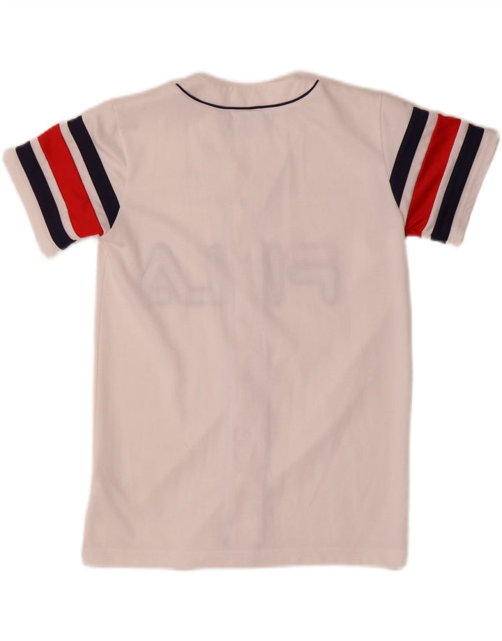 Fila Herren Grafik-Jersey-Oberteil 2XS, weißes Farbblock-Polyester
