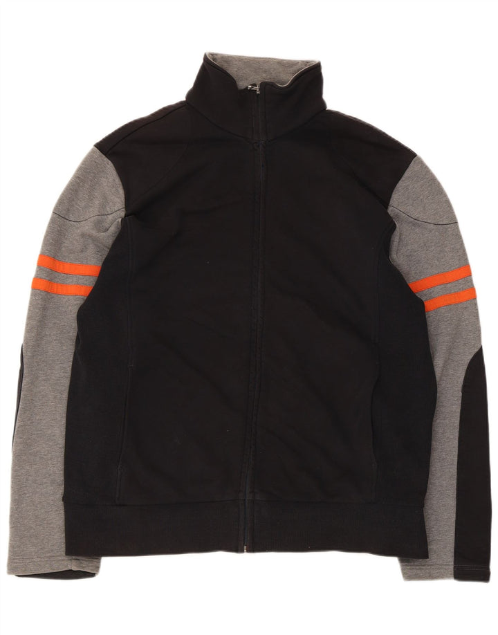 Hugo Boss Herren-Trainingsanzug-Oberteil, Jacke, 2XL, schwarze Farbblock-Baumwolle