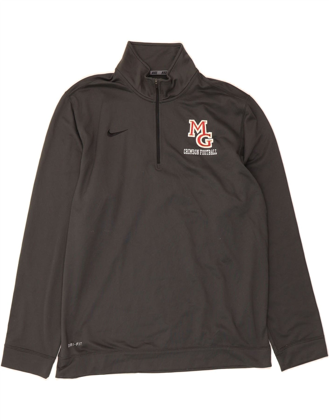 NIKE Mens Dri Fit Graphic Zip Neck Sweatshirt Jumper Large Grey Polyester Vintage Nike and Second-Hand Nike from Messina Hembry 