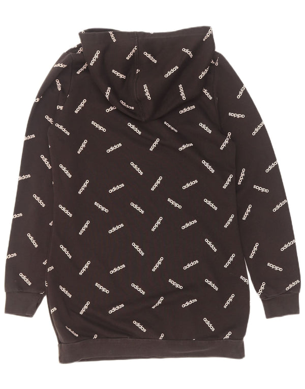 Adidas Womens Graphic Hoodie Jumper UK 8/10 Small Black Cotton
