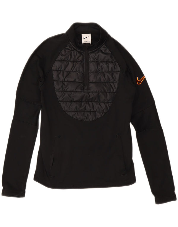 NIKE Jungen Therma-Fit Pullover-Trainingsoberteil mit Reißverschluss, 8–9 Jahre, Größe S, Schwarz
