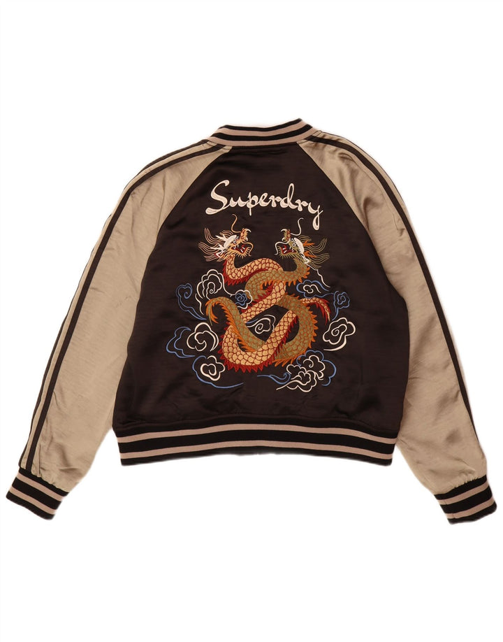 Superdry Damen-Trainingsanzugoberteil mit Grafik, UK 16, Größe L, Braun, Farbblock