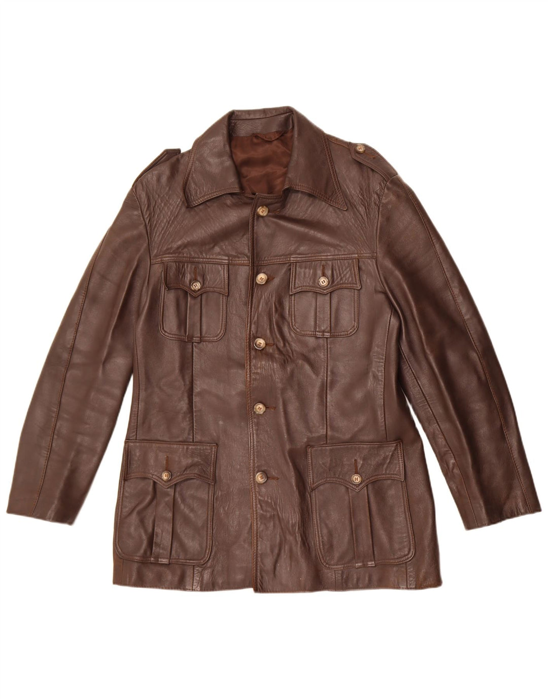 Vintage Herren Militärlederjacke UK 36 Small Brown