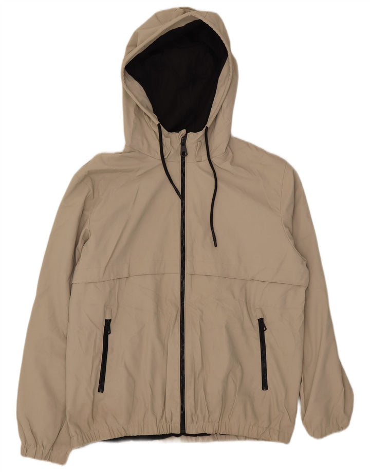 Zara Herren Bomberjacke mit Kapuze UK 38 Medium Beige Polyethylen