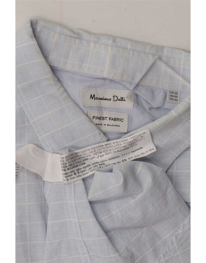Massimo Dutti Herrenhemd 2XL Blau kariert Baumwolle