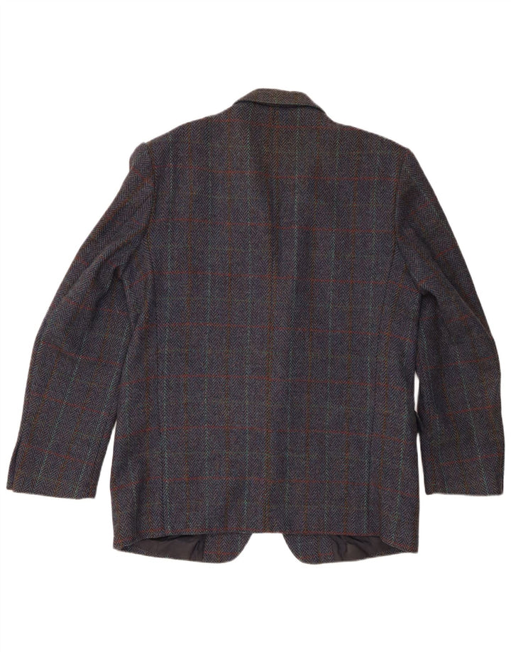 Vintage Herren 2-Knopf-Blazer-Jacke IT 54 2XL Marineblauer Hahnentritt