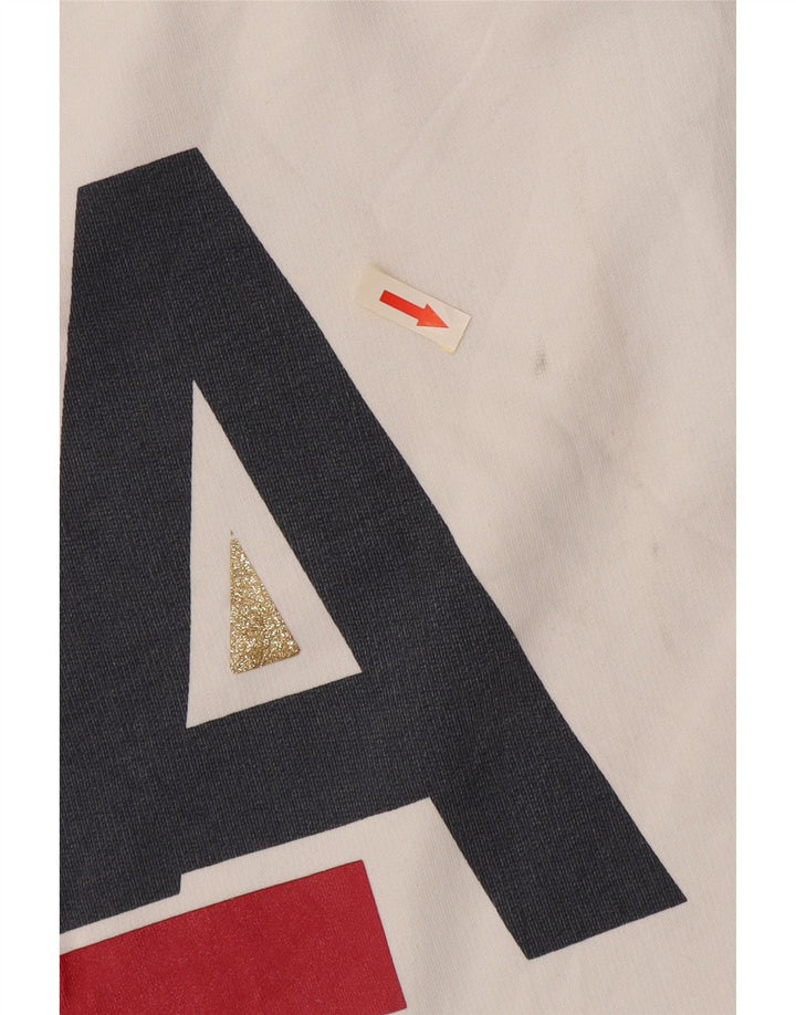 Guess Grafik-Sweatshirt für Damen, UK 16, Größe L, weiße Baumwolle